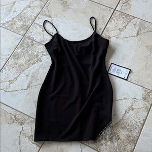 City studio black dress rhinestone fringe size 13